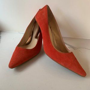 Calvin Klein orange suede pumps